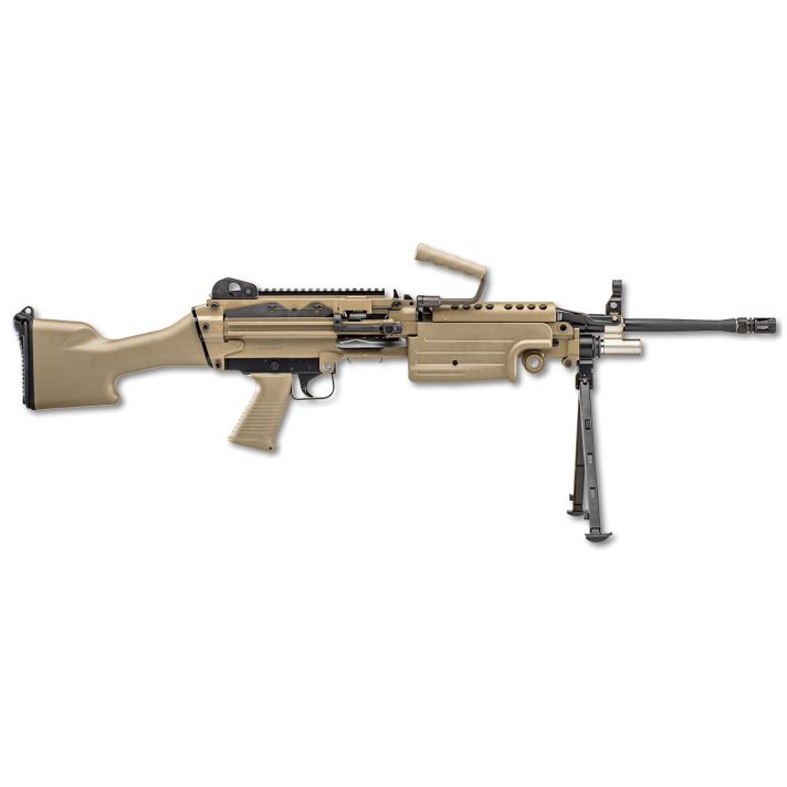 FN 46100170 M249S5.56x45mm NATO 18.50" Barrel 30+1 Mag Or 200rd Belt Capacity, Flat Dark Earth Fixed Hydraulic Buffer Stock, Non-Slip Buttplate, Optics Ready