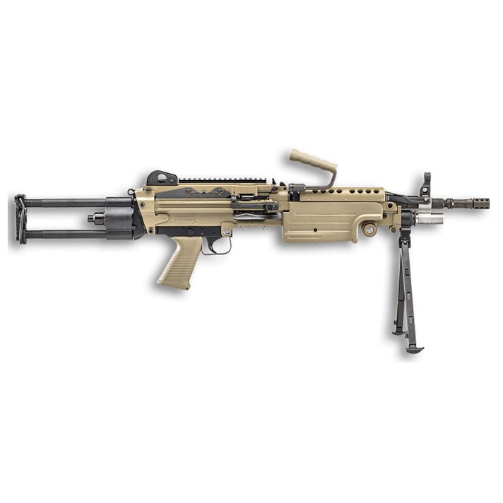 FN 46100172 M249S Para 5.56x45mm NATO 16.10" Barrel 30+1 Mag Or 200rd Belt Capacity,Flat Dark Earth Rotating & Telescoping Stock, Hydraulic Recoil Buffer, Non-Slip Buttplate, Optics Ready