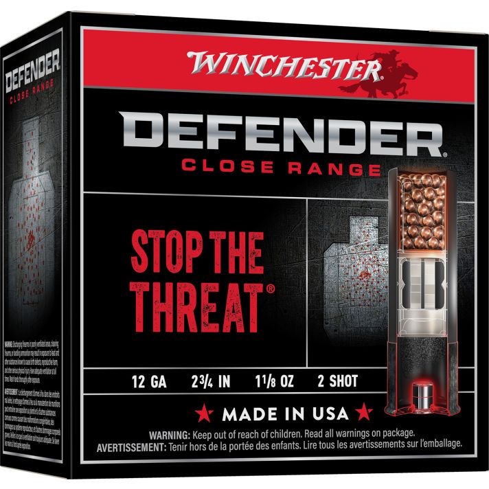Winchester Ammo S122PD25 Defender12Gauge 2.75" 1 1/8oz 2Shot 25 Bx/10 Case