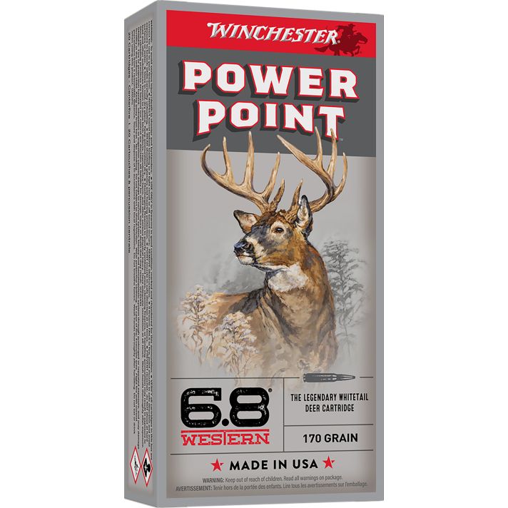 Winchester Ammo X68W1 Power-Point6.8Western 170gr 20 Per Box/10 Case