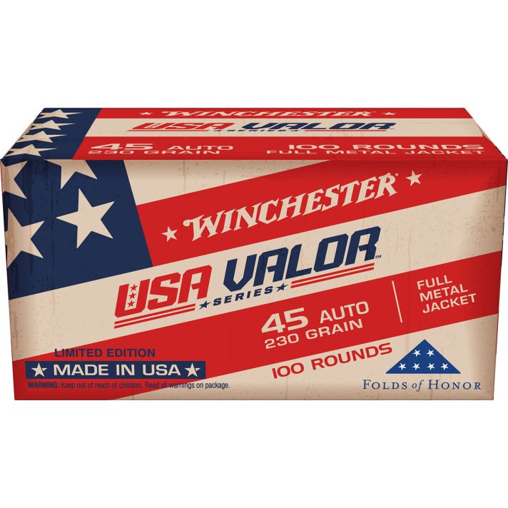 Winchester Ammo USAV45A USA Valor45ACP 230gr Full Metal Jacket 100 Per Box/5 Case