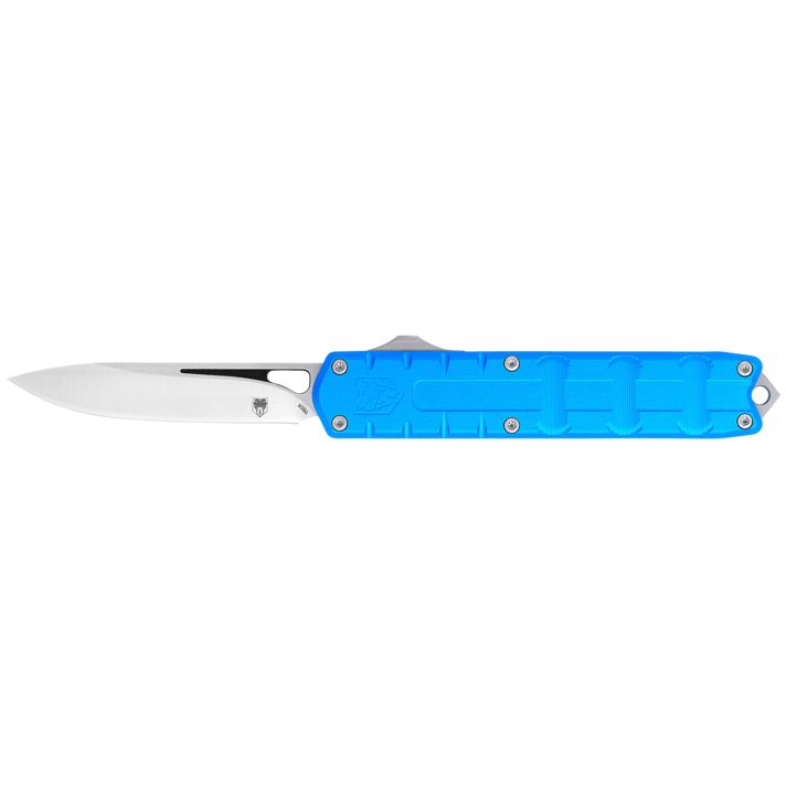 CobraTec Knives CTEBLUM390DNS Enforcer3.25" OTF Drop Point Plain M390 Steel Blade/Blue Aluminum Handle
