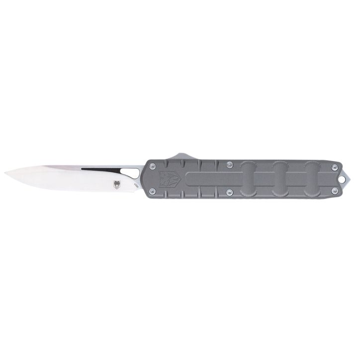 CobraTec Knives CTEGRYM390DNS Enforcer3.25" OTF Drop Point Plain M390 Steel Blade/Gray Aluminum Handle