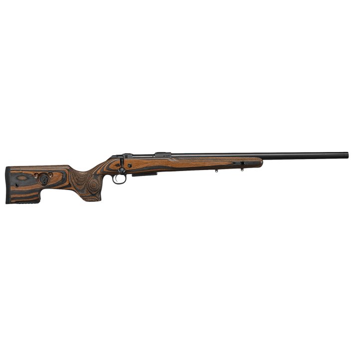 CZ-USA 07504 CZ 600 Range Full Size 6mm Creedmoor 5+1 24" Black Nitride Steel Threaded Barrel, Black Drilled & Tapped Receiver, Brown & Gray Laminate Fixed w/Adj Cheek Rest Stock, Right Hand