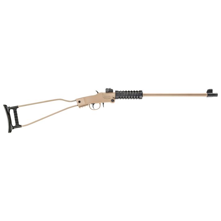 Chiappa Firearms 500255 Little BadgerFull Size 22 LR, 1 Shot 16.50" Desert Sand Cerakote Steel Barrel, Desert Sand Cerakote Quad Picatinny Receiver, Desert Sand Cerakote Wire Frame Stock, Right Hand