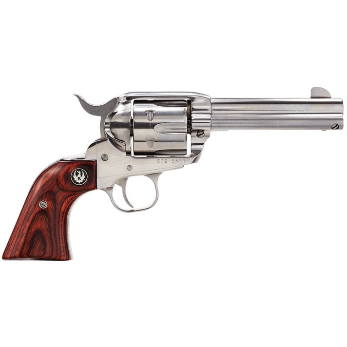 Ruger 5109 VaqueroMedium Frame 357 Mag/38 Special 6rd 4.62" High Gloss Stainless Steel Barrel, Cylinder & Frame, Hardwood Grip, Transfer Bar Safety, Exposed Hammer