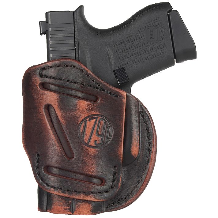 1791 Gunleather 4WH2VTGR 4-WayIWB/OWB Size 02 Vintage Leather Belt Clip Fits S&W M&P Bodyguard Right Hand