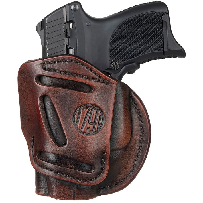 1791 Gunleather 4WH3VTGR 4-WayIWB/OWB Size 03 Vintage Leather Belt Clip Compatible w/Glock 26/Ruger LC9/S&W M&P Shield/2.0 9/40 Right Hand