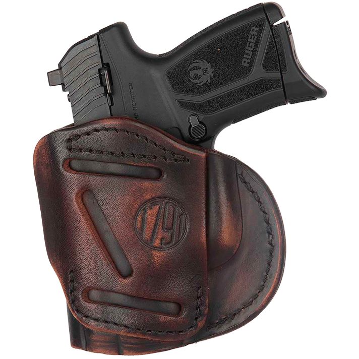 1791 Gunleather 4WH4VTGR 4-WayIWB/OWB 04 Vintage Leather Belt Clip Compatible w/Springfield XDS/Springfield XD/Glock 26/S&W M&P Shield Plus
