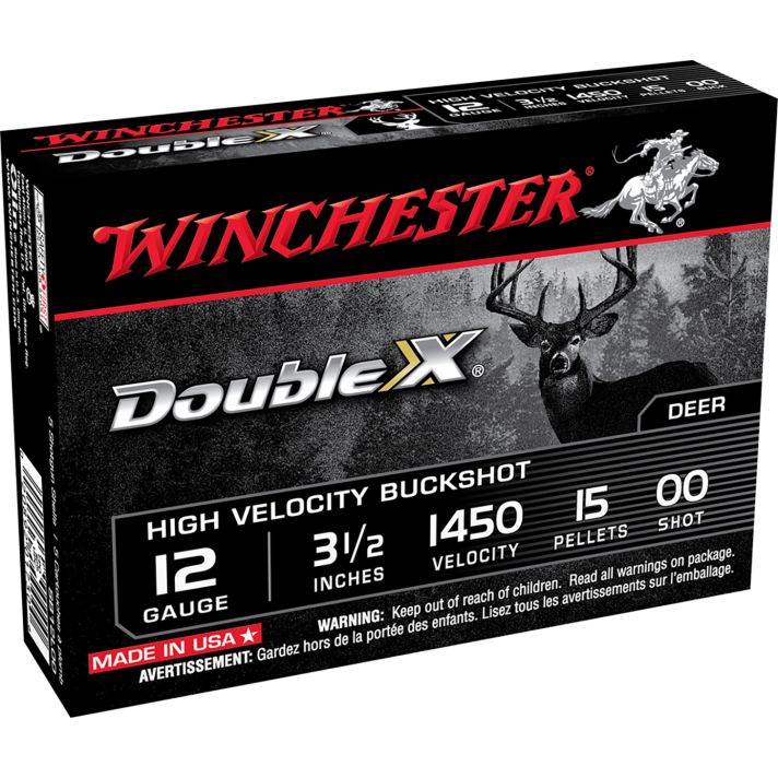 Winchester Ammo SB12L00 Double X High Velocity 12Gauge 3.50" 15Pellets 00Buck Shot 5 Per Box/50 Case