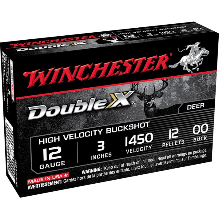 Winchester Ammo SB12300 Double X High Velocity 12Gauge 3" 12Pellets 00Buck Shot 5 Per Box/50 Case