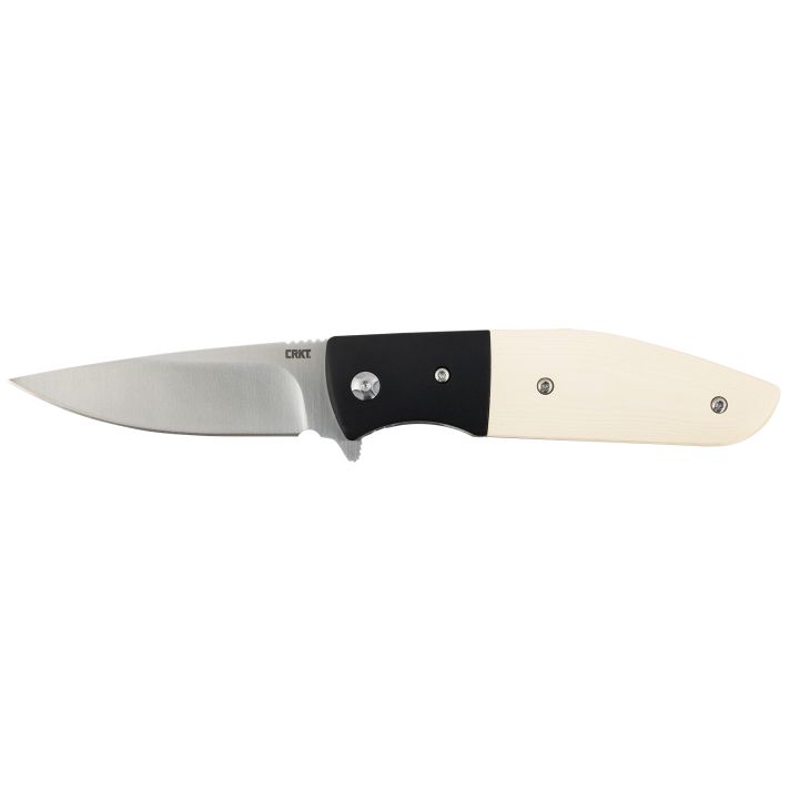 CRKT 2867 Curfew3.10" Folding Plain Satin 8Cr13MoV SS Blade/Black/White Resin Infused Fiber w/Aluminum Bolster Handle Includes Pocket Clip
