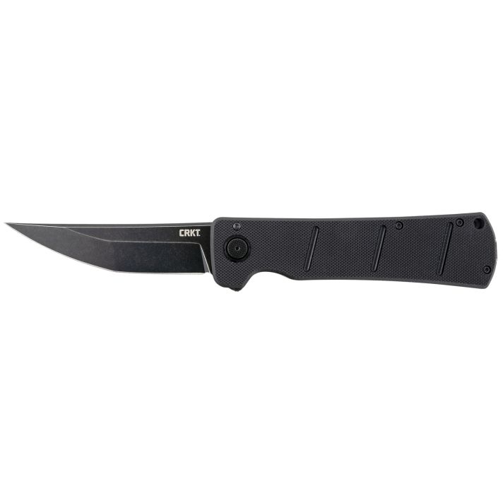CRKT 2908 Inazuma No Ken3.68" Folding Plain Stonewashed D2 Steel Blade/ Black G10 Handle Includes Pocket Clip