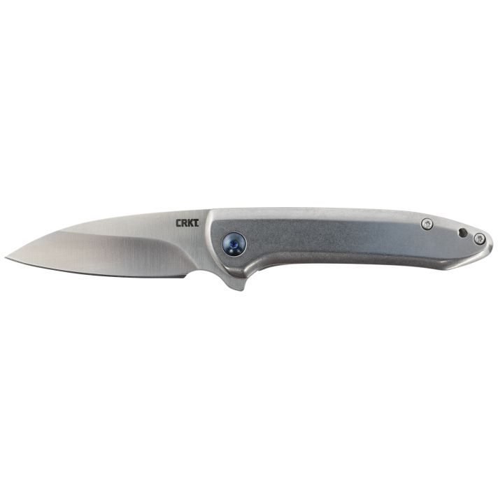 CRKT 5385 Delineation2.94" Folding Wharncliffe Plain Satin 8Cr13MoV SS Blade/ Satin Stainless Steel Handle Includes Pocket Clip