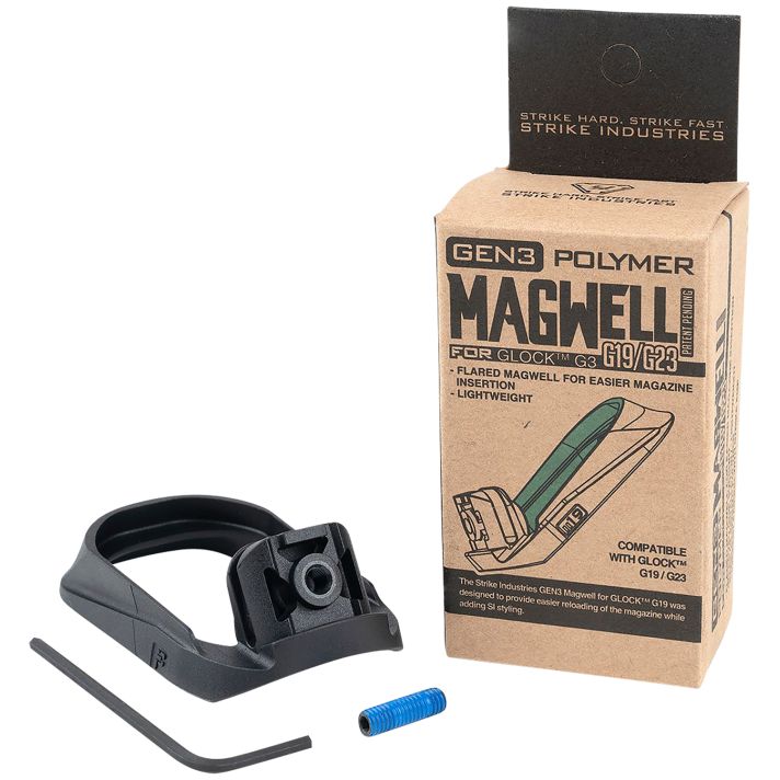 Strike Industries G3MAGWELL19 Flared MagwellBlack Polymer for Gen 3 Glock 19 & 23