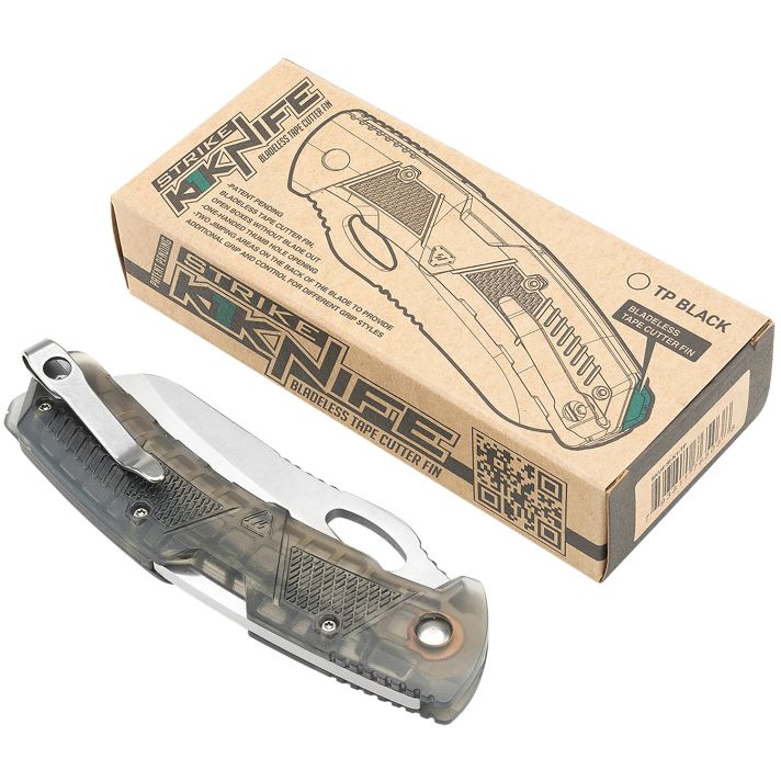 Strike Industries K1TP K13.51" Folding Plain AUS-8A SS Blade Smoke Textured Polymer Handle Includes Pocket Clip