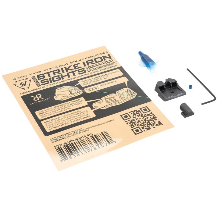 Strike Industries MP9SIGHTSSTN Strike Iron SightsBlack/Blank Front Sight Black/Blank Rear Sight Smith & Wesson M&P Standard Height