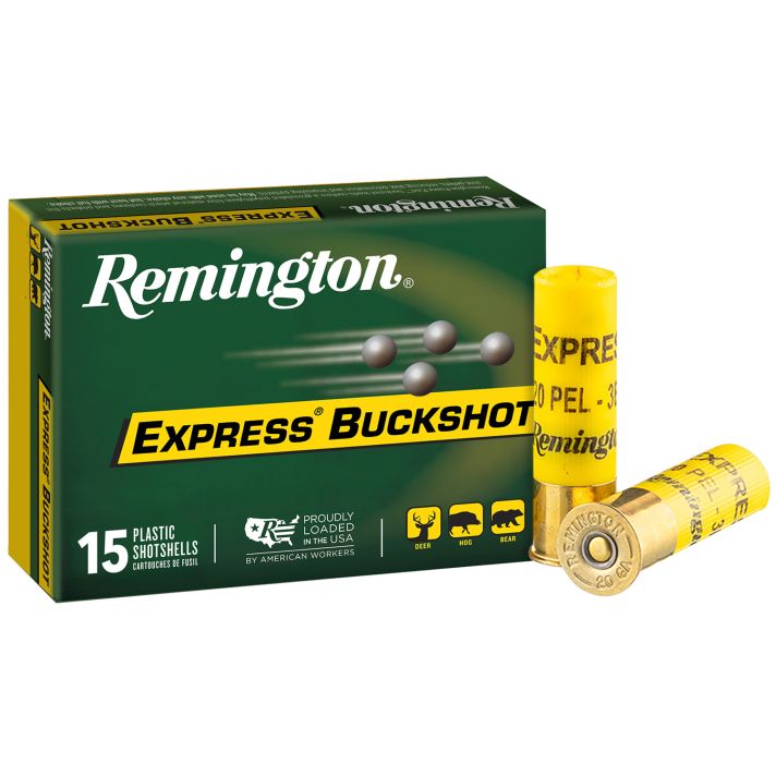 Remington Ammunition 26877 Express Buckshot 20Gauge 2.75" 3Buck Shot 15 Per Box/5 Case