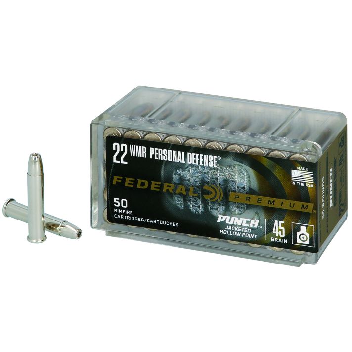 Federal PD22WMR1 Premium Personal Defense Punch 22WMR 45gr Jacketed Hollow Point 50 Per Box/60 Case