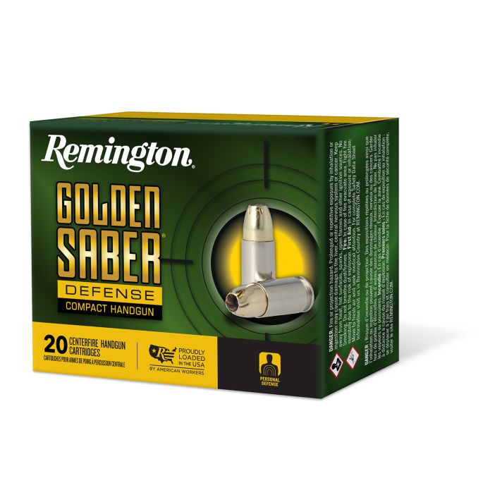 Remington Ammunition 27615 Golden Saber Defense 380ACP 102gr Brass Jacketed Hollow Point 20 Per Box/25 Case