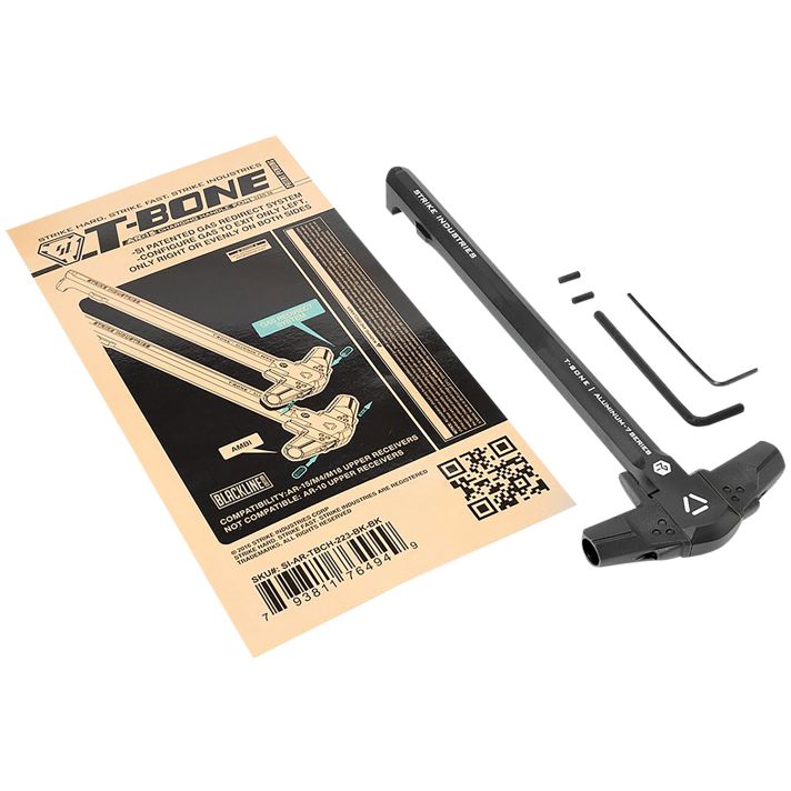 Strike Industries AR-TBCH-223-BK-BK T-Bone Charging Handle .223/5.56x45mm Nato Black Polymer Handles Aluminum Shaft for AR-15