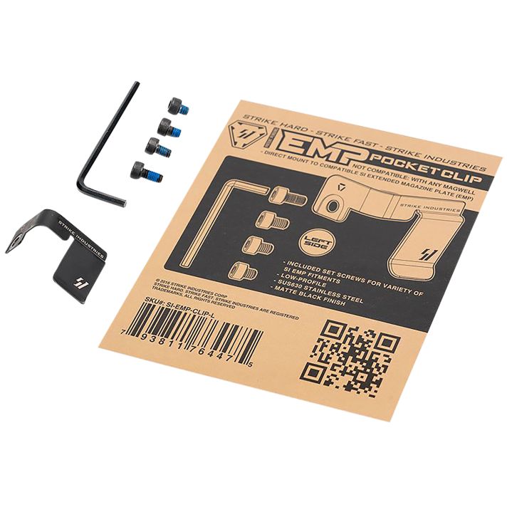 Strike Industries EMPCLIPL Magazine Pocket ClipStainless Steel Black for SI EMP Mag Extension Left Hand