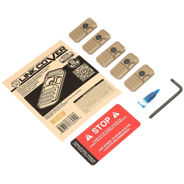 Strike Industries LINK-COVER-FDE LINK CoverFlat Dark Earth Polymer for M-lok & Keymod Rails 5 Pack