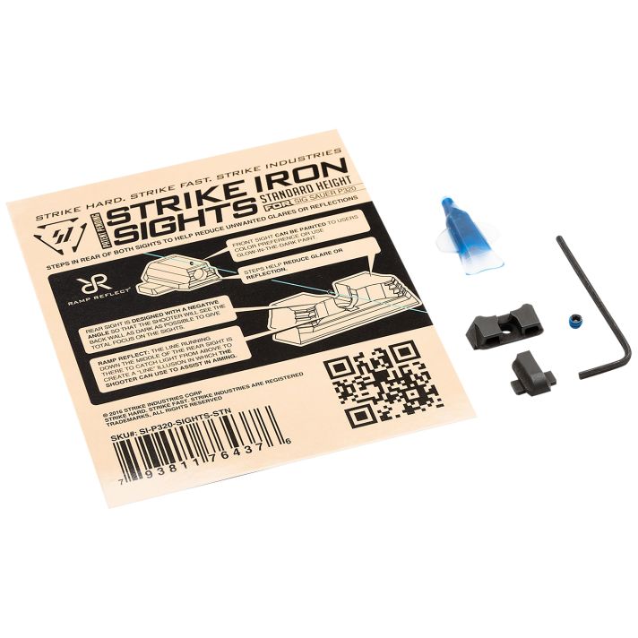 Strike Industries P320SIGHTSSTN Strike Iron SightsBlack/Blank Front Sight Black/Blank Rear Sight Sig Sauer P320 with Rear Dovetail Standard Height
