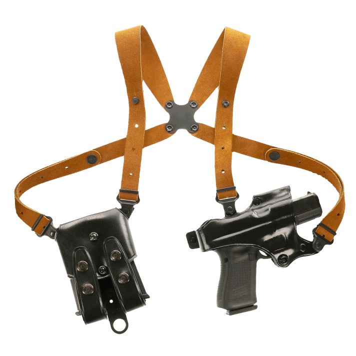 Galco JR212B Jackass Rig Shoulder System Shoulder Size Fits Chest Up To 56" Black Leather Harness Fits 1911 Right Hand