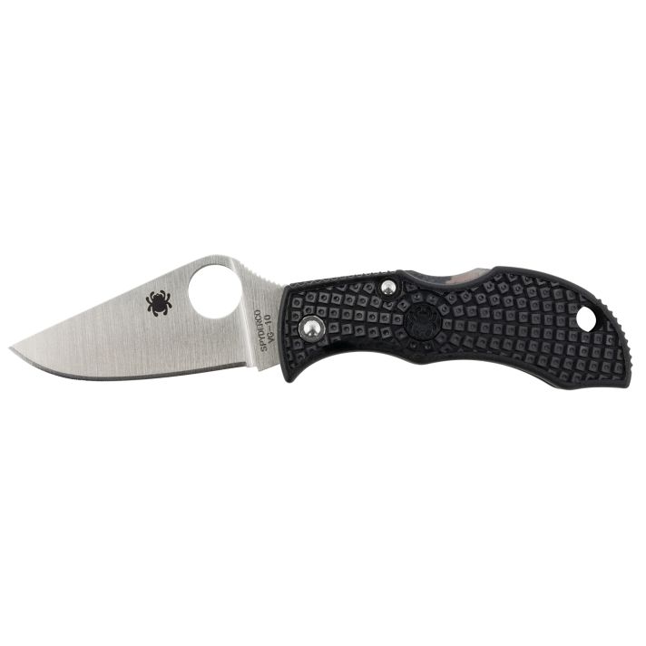 Spyderco MBKP Manbug1.95" Folding Plain Stonewashed VG-10 SS Blade, Black FRN Handle
