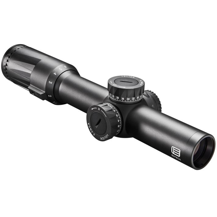 Eotech VDU16FFSR1G Vudu FFP Black Hardcoat Anodized 1-6x 24mm 30mm Tube Illuminated Green SR1-MRAD Reticle Features Throw Lever