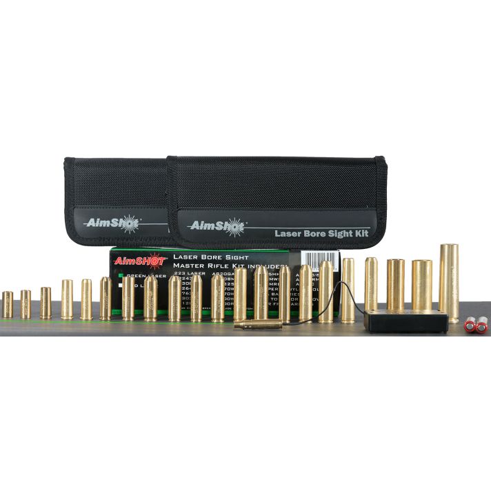 AimShotMaster KitMulti-Caliber Bore Sight with Green 532nM Laser & Uses 2 AAA Batteries for Rifles (Batteries Not Included)