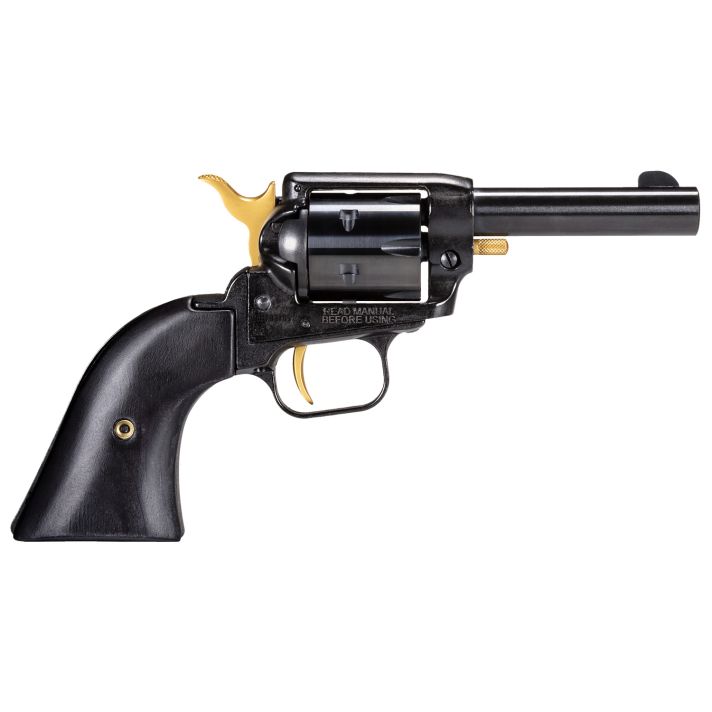 Heritage Mfg BK22B3GLD Barkeep22 LR 6 Shot, 3.60" Black Oxide Steel Barrel, Black Oxide w/Gold Controls Zinc Alloy Frame, Black Oxide Cylinder, Black Laminate Grip, Manual Safety, Exposed Hammer