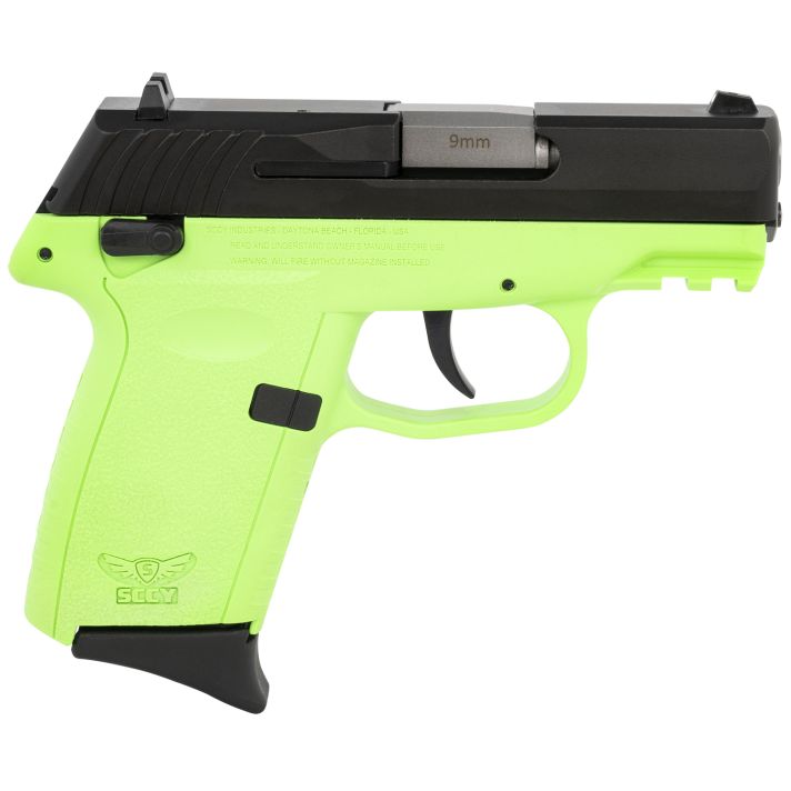 SCCY Industries CPX1CBLGG3 CPX-1 Gen3 9mm Luger 10+1 3.10" Lime Green Polymer w/Picatinny Rail Serrated Black Nitride SS Slide Lime Green Polymer Grip