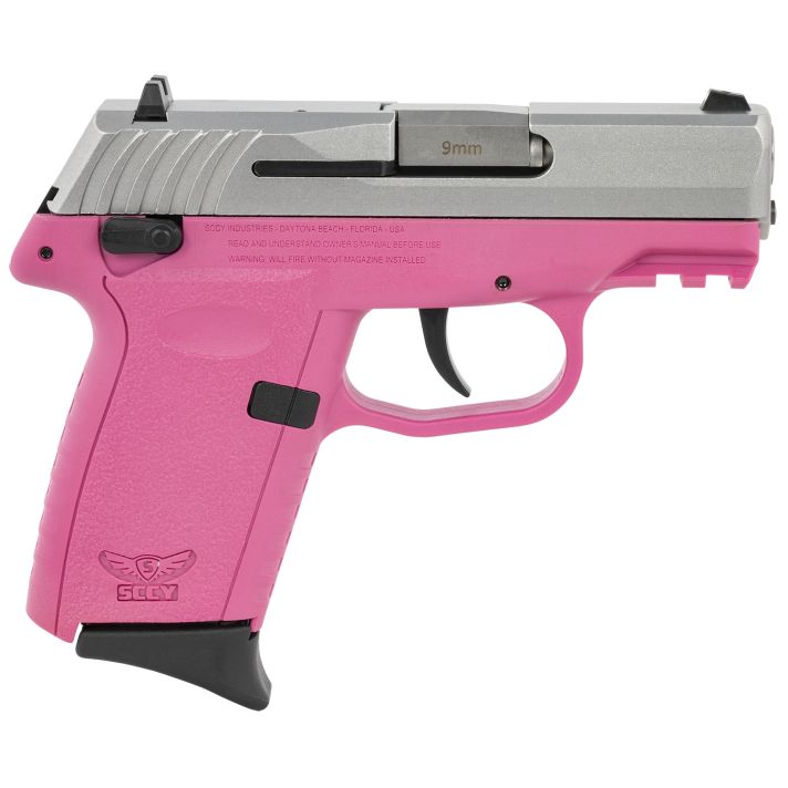 SCCY Industries CPX1TTPKG3 CPX-1 Gen3 9mm Luger Caliber with 3.10" Barrel, 10+1 Capacity, Pink Finish Picatinny Rail Frame, Serrated Stainless Steel Slide & Polymer Grip