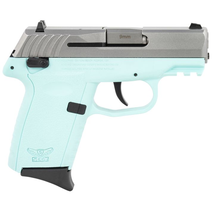 SCCY Industries CPX1TTSBG3 CPX-1 Gen3 9mm Luger 10+1 3.10" Stainless Serrated Slide,Polymer w/Picatinny Rail Frame, SCCY Blue Polymer Grip