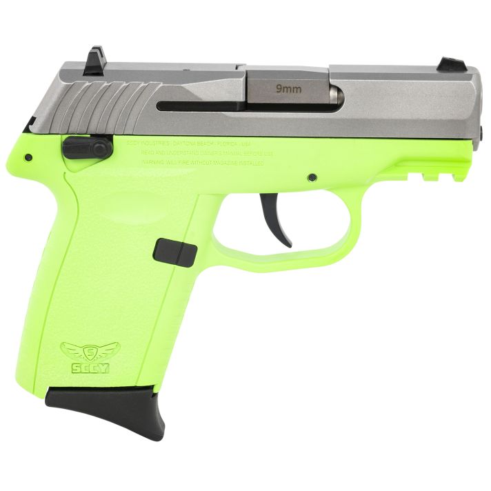 SCCY Industries CPX1TTLGG3 CPX-1 Gen3 9mm Luger 10+1 3.10" Lime Green Polymer w/Picatinny Rail Serrated SS Slide Lime Green Polymer Grip