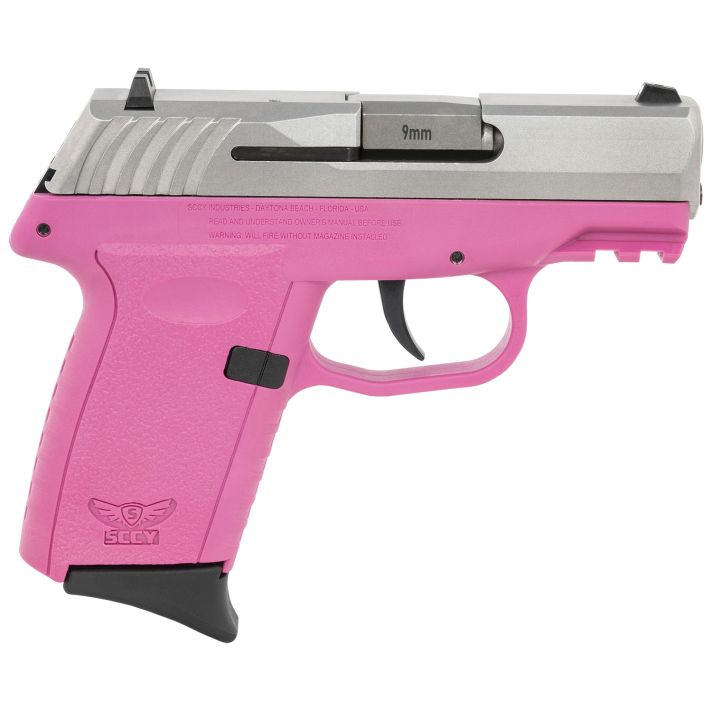 SCCY Industries CPX-2TTPKG3 CPX-2 Gen3 9mm Luger Caliber with 3.10" Barrel, 10+1 Capacity, Pink Finish Picatinny Rail Frame, Serrated Stainless Steel Slide, Polymer Grip & No Manual Thumb Safety