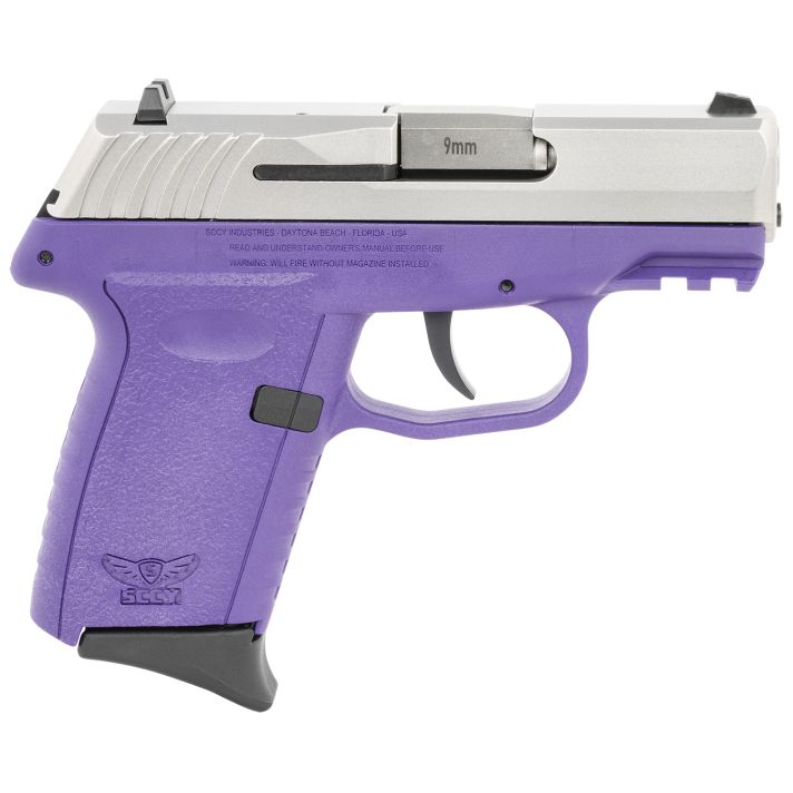 SCCY Industries CPX-2TTPUG3 CPX-2 Gen3 9mm Luger Caliber with 3.10" Barrel, 10+1 Capacity, Purple Finish Picatinny Rail Frame, Serrated Stainless Steel Slide, Polymer Grip & No Manual Thumb Safety