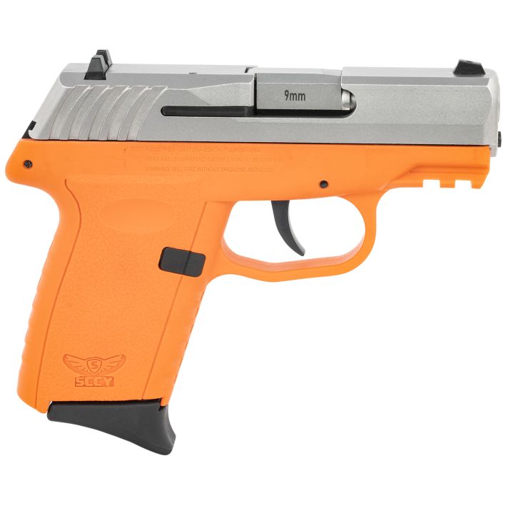 SCCY Industries CPX-2TTORG3 CPX-2 Gen3 9mm Luger Caliber with 3.10" Barrel, 10+1 Capacity, Orange Finish Picatinny Rail Frame, Serrated Stainless Steel Slide, Polymer Grip & No Manual Thumb Safety