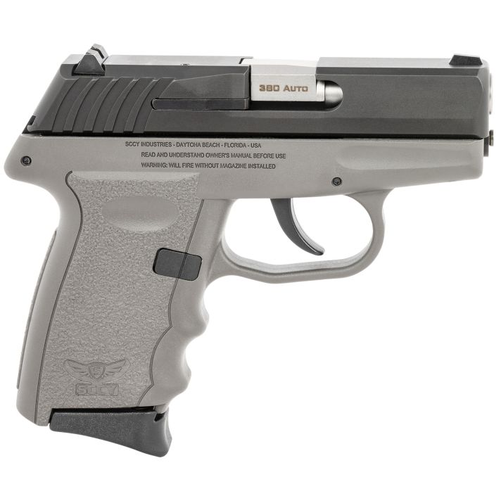 SCCY Industries CPX-3CBSG CPX-3380 ACP 10+1 3.10" Sniper Gray Polymer Serrated Black Nitride SS Slide Finger Grooved Sniper Gray Polymer Grip