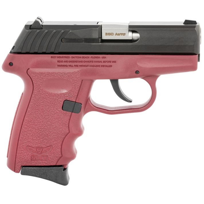 SCCY Industries CPX-3CBCR CPX-3380 ACP 10+1 3.10" Crimson Red Polymer Serrated Black Nitride SS Slide Finger Grooved Crimson Red Polymer Grip
