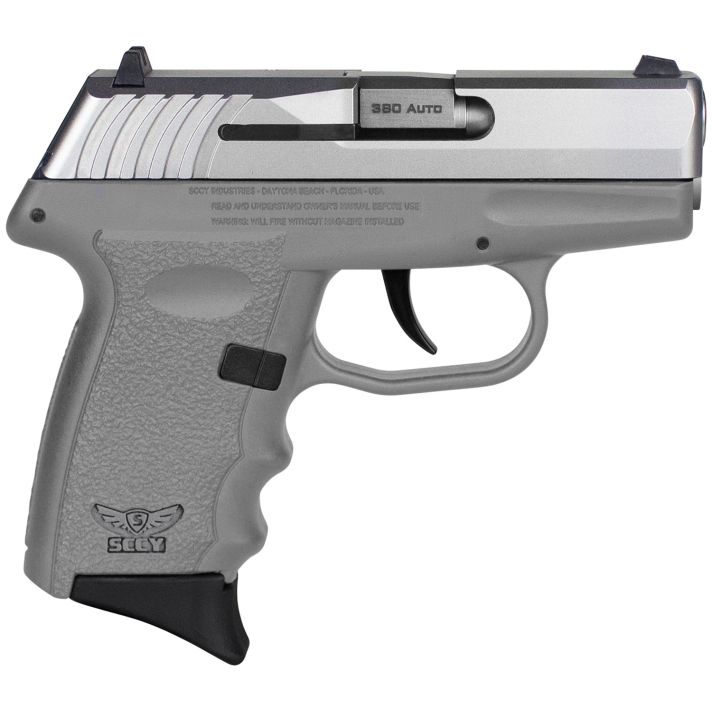 SCCY Industries CPX-3TTSG CPX-3Sub-Compact Frame 380 ACP 10+1, 3.10" Stainless Quadlock Barrel, Serrated Stainless Steel Slide, Sniper Gray Polymer Frame w/Finger Grooves, No Safety, Right Hand