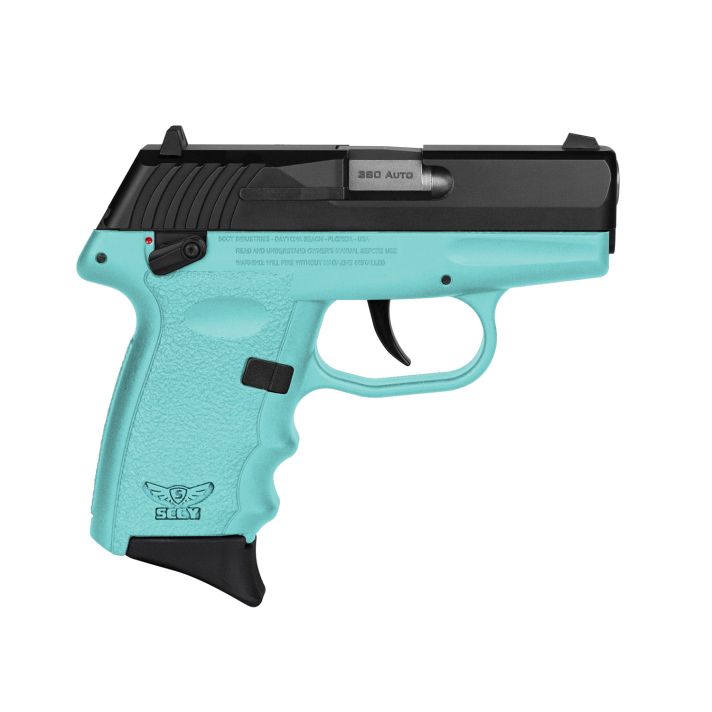 SCCY Industries CPX-4CBSB CPX-4380 ACP 10+1 2.96" SCCY Blue Polymer Serrated Black Nitride SS Slide Finger Grooved SCCY Blue Polymer Grip