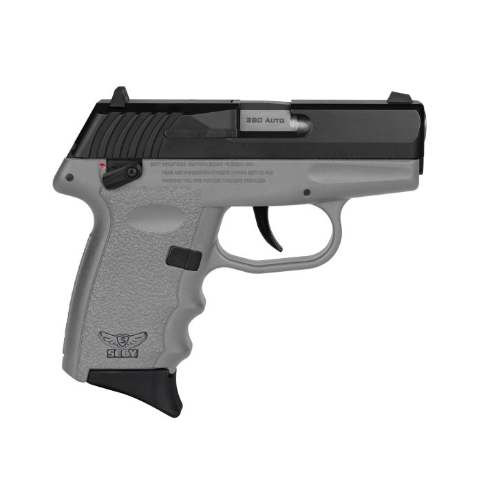 SCCY Industries CPX-4CBSG CPX-4380 ACP 10+1 2.96" Sniper Gray Polymer Serrated Black Nitride SS Slide Finger Grooved Sniper Gray Polymer Grip