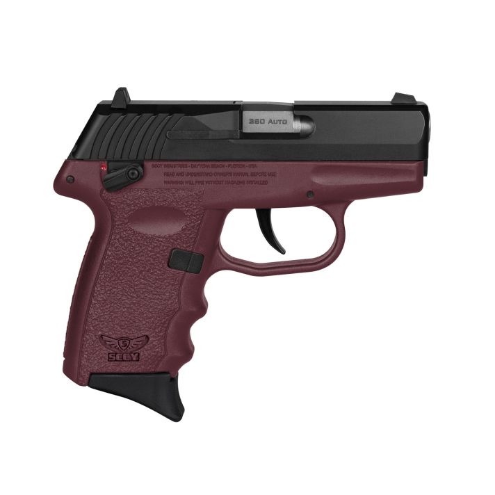 SCCY Industries CPX-4CBCR CPX-4380 ACP 10+1 2.96" Crimson Red Polymer Serrated Black Nitride SS Slide Finger Grooved Crimson Red Polymer Grip