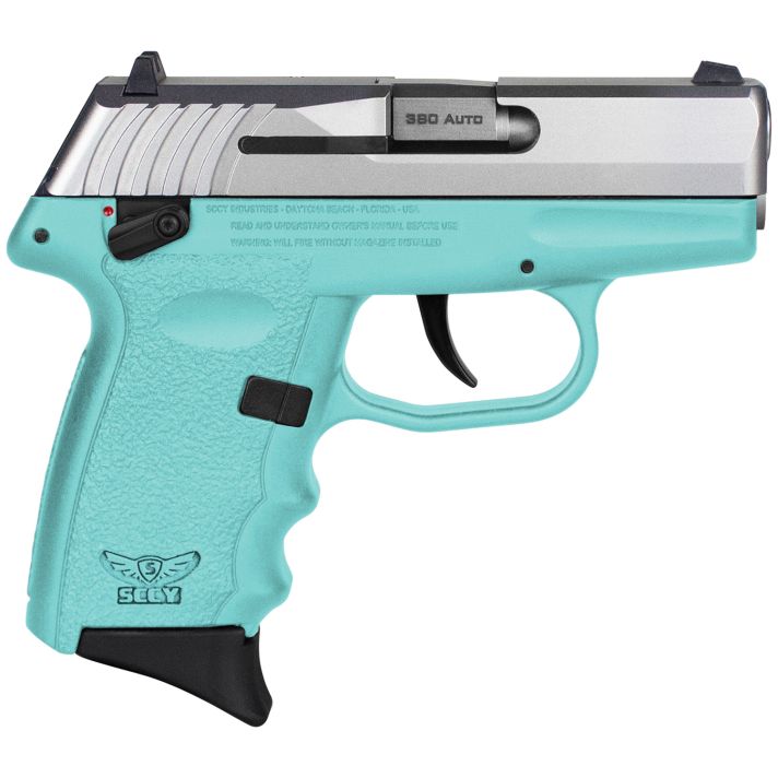 SCCY Industries CPX-4TTSB CPX-4380 ACP 10+1 2.96" SCCY Blue Polymer Serrated SS Slide Finger Grooved SCCY Blue Polymer Grip