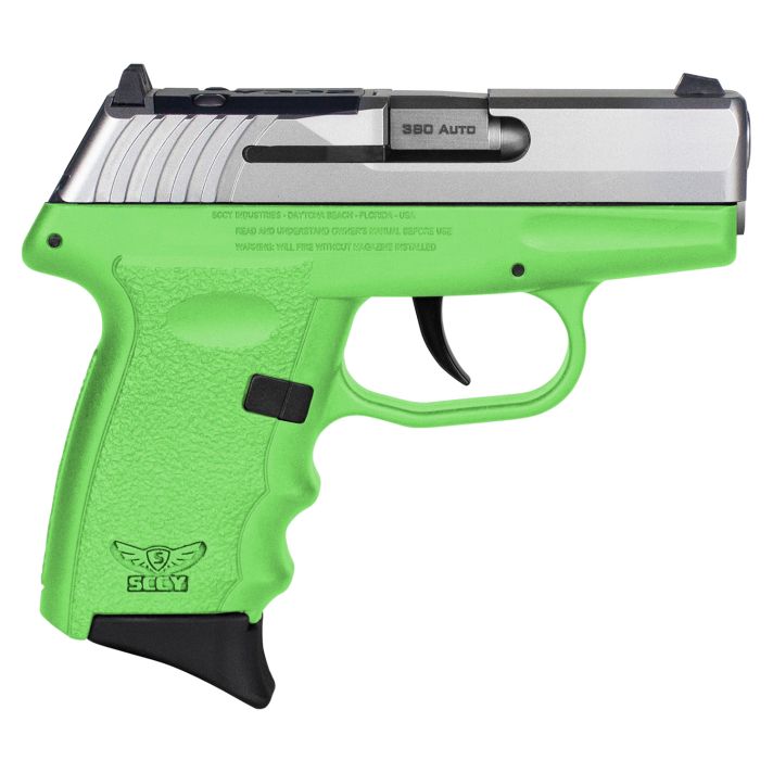 SCCY Industries CPX3TTLGRDRG3 CPX-3 RD 380 ACP 10+1 2.96" Lime Green Polymer/Serrated Stainless Steel Slide/Finger Grooved Lime Green Polymer Grip