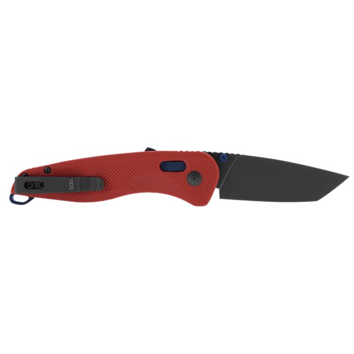S.O.G SOG11410841 Aegis AT 3.13" Folding Tanto Plain Black TiNi Cryo D2 Steel Blade/Rescue Red w/Indigo Accents GRN Handle