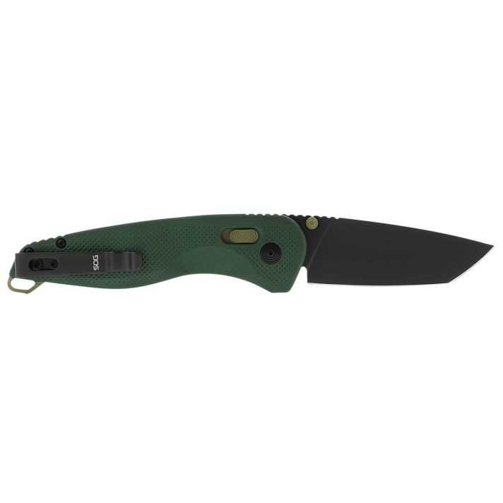 S.O.G SOG11411341 Aegis AT 3.13" Folding Tanto Plain Black TiNi Cryo D2 Steel Blade/Forest w/Moss Accents GRN Handle